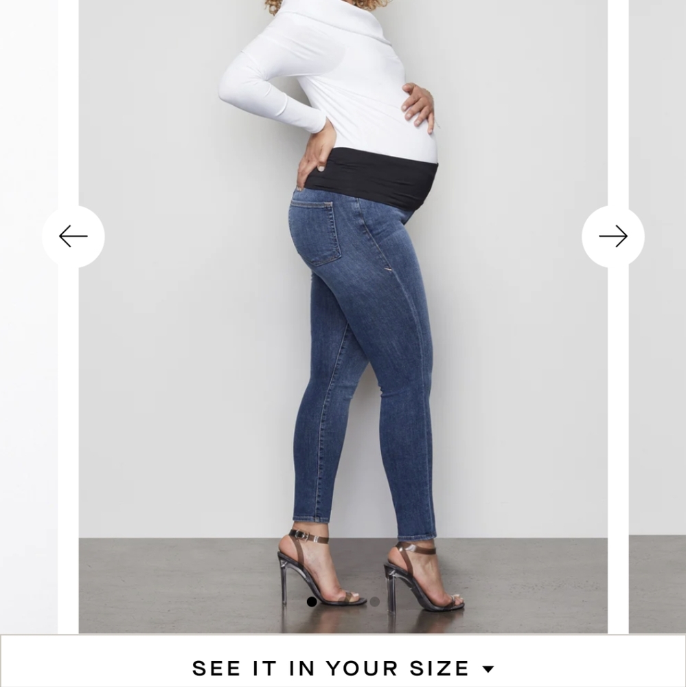 NWT Good American Good Mama full belly Jeans in Blue 004